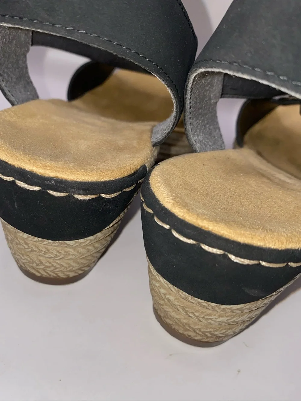 Rieker Fanni 624H6 Black Wedge Sandals with Silver‎ Ring Accent
